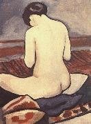 August Macke Sitting Nude with Cushions oil painting